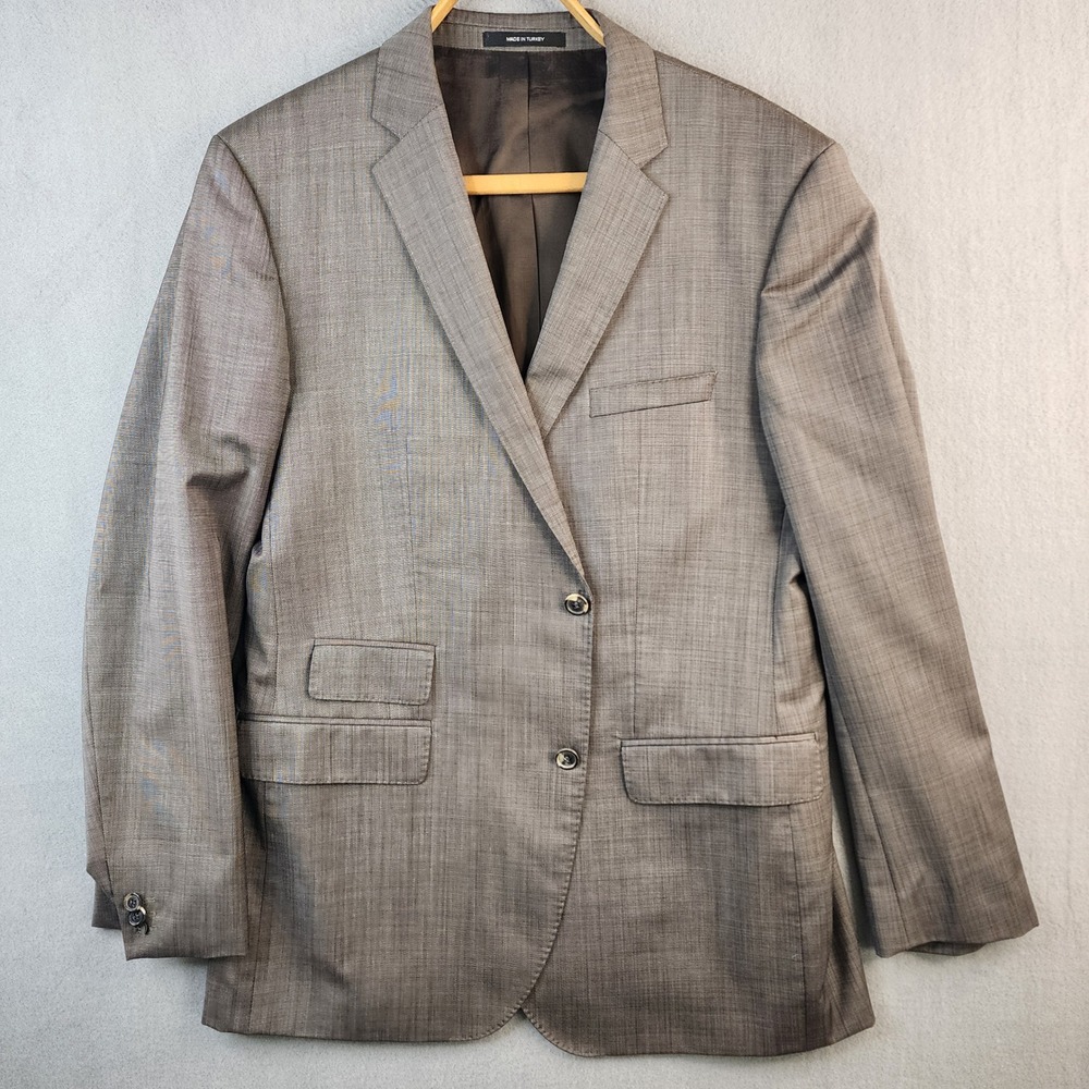 HUGO BOSS Mens 44R Wool Blend Suit Sport Coat Blazer Jacket Brown Stretch